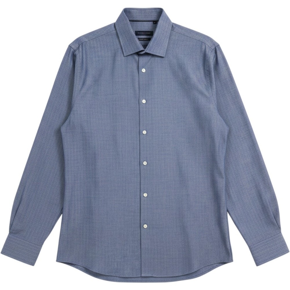 Tommy Hilfiger Herringbone Dress Shirt Men's L Navy Old Money Preppy EUC